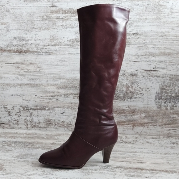 burgundy leather boots